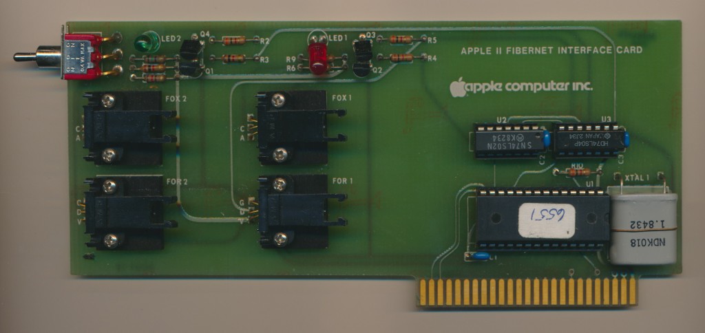 Apple II Fibernet card, front